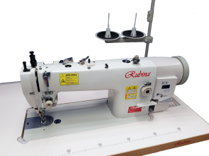 RUBINA RB-0617D pramoninė tiesiasiūlė mašina sunkiems audiniams su trigubu (unisoniniu) transp.