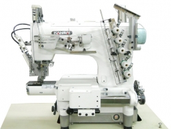 Kansai Special NC serijos plokščiasiūlė siuvimo mašina su ypatingai mažo diametro cilindrinė platforma su viršutiniu ir apatiniu padengimu