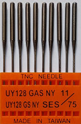 UY128GAS SES NM75 (trikotažui) adatos pram. plokščiasiūlei (10 vnt.)