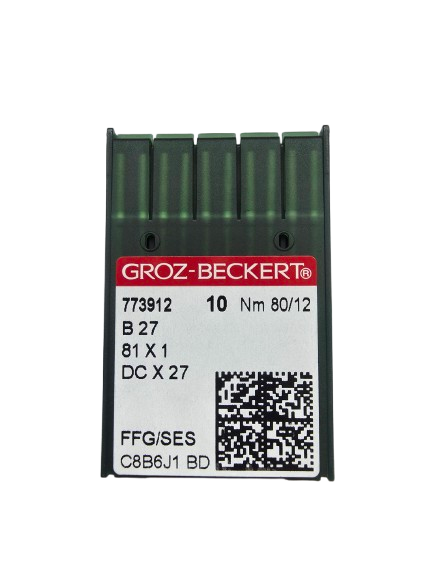 DCx27 SES NM80 (trikotažui) adatos pramoniniam overlokui Groz-Beckert (10 vnt.)